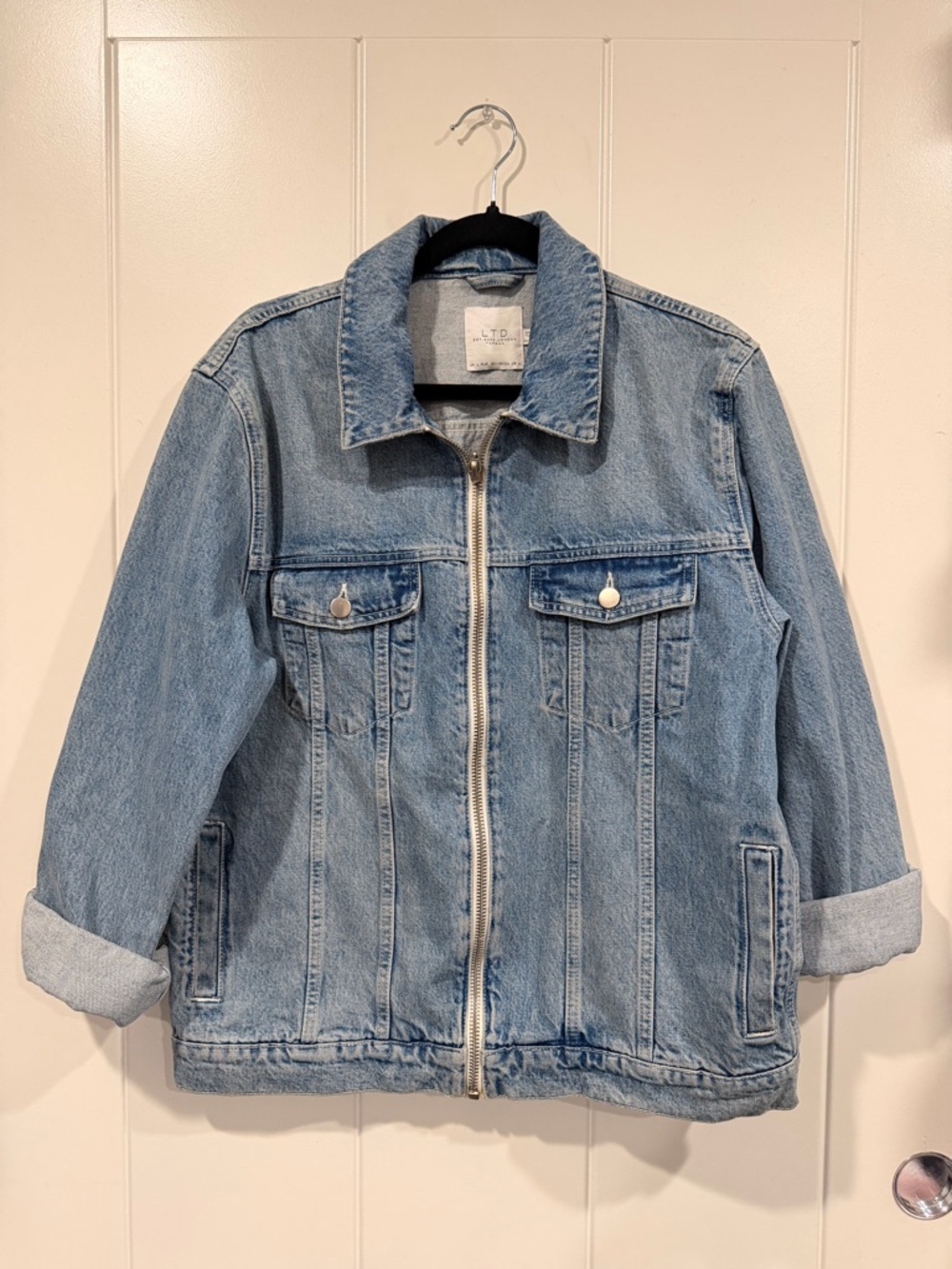 Men’s Light Blue Denim Zip Jacket
